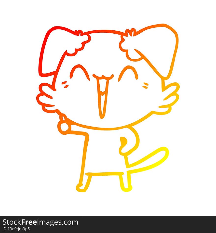 warm gradient line drawing happy little dog cartoon