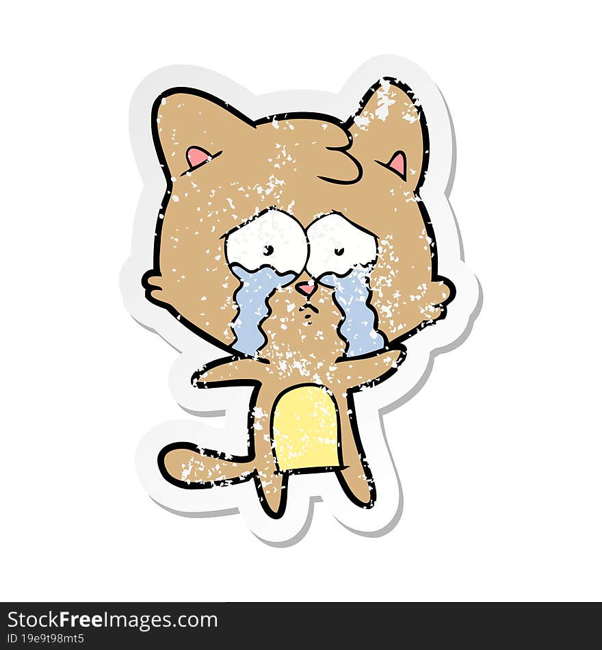 distressed sticker of a cartoon cat