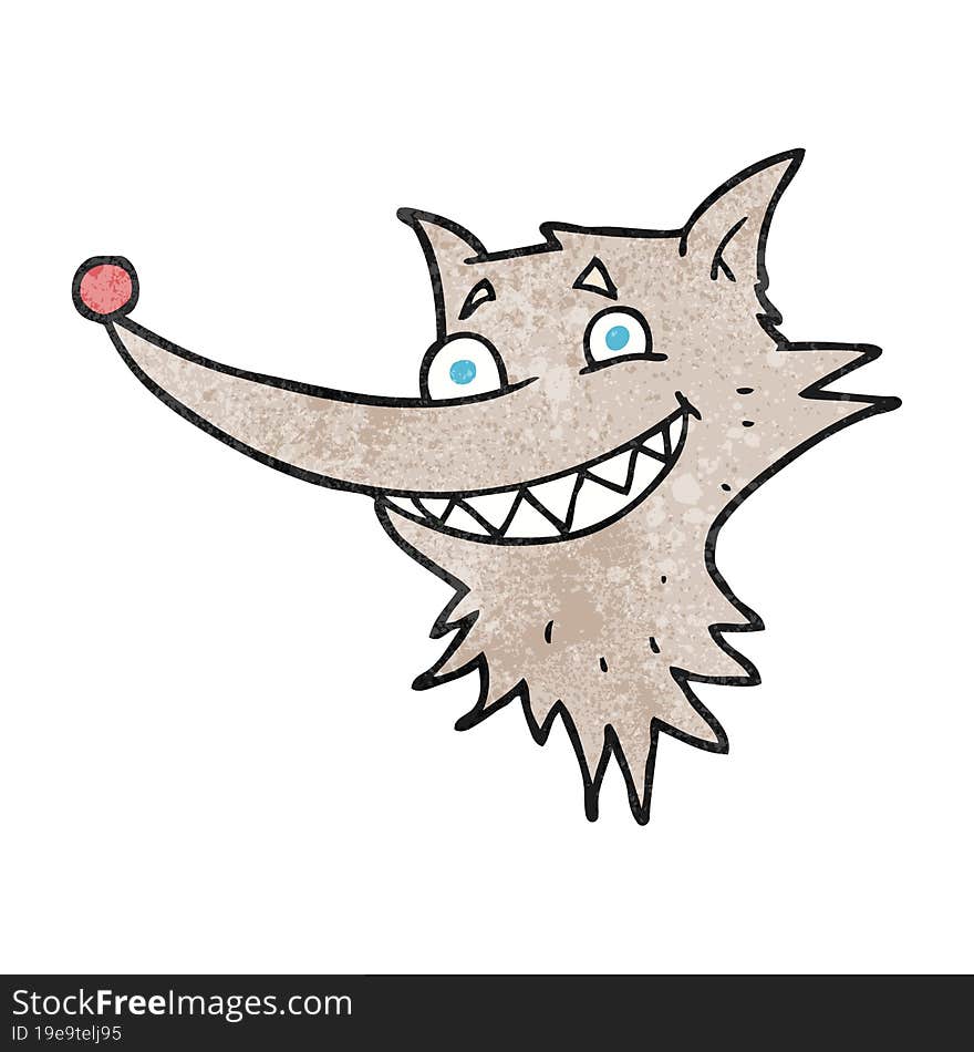 textured cartoon grinning wolf face