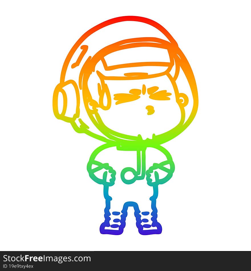 rainbow gradient line drawing cartoon stressed astronaut