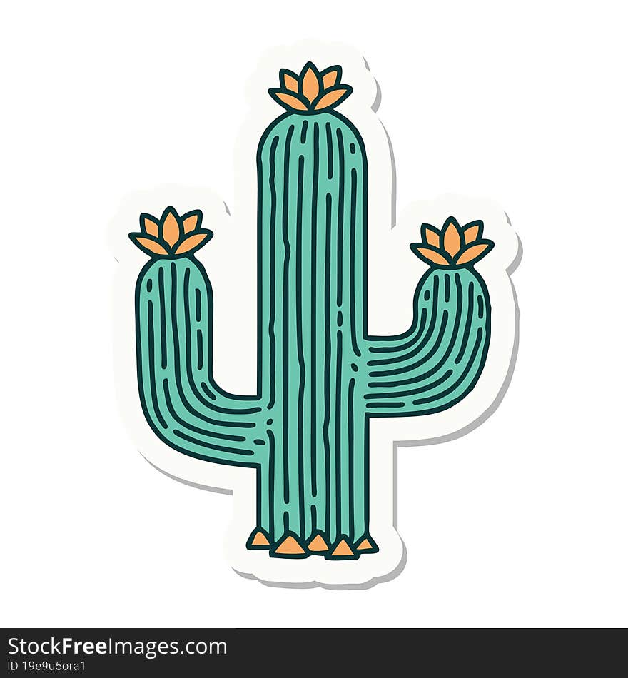 Tattoo Style Sticker Of A Cactus