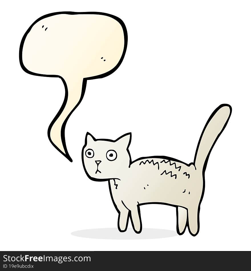 Cartoon Frightened Cat With Speech Bubble