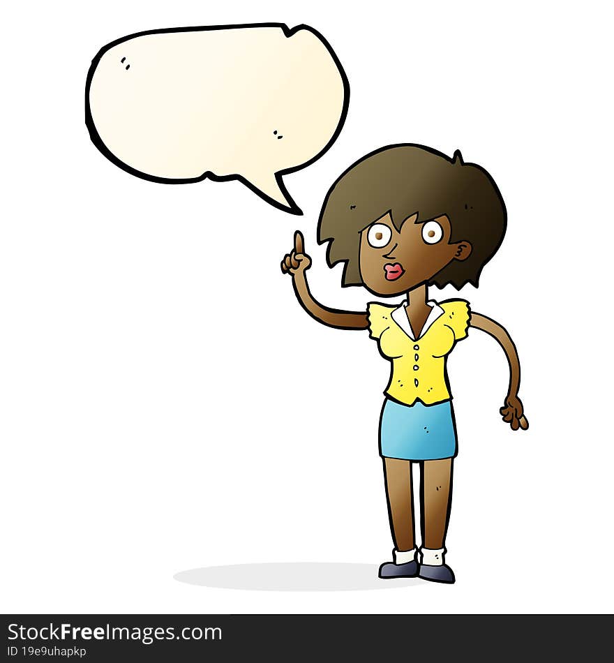 Cartoon Woman With Question With Speech Bubble