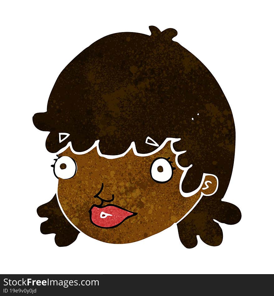 cartoon female face with surprised expression