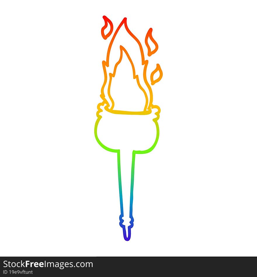 rainbow gradient line drawing cartoon flaming chalice