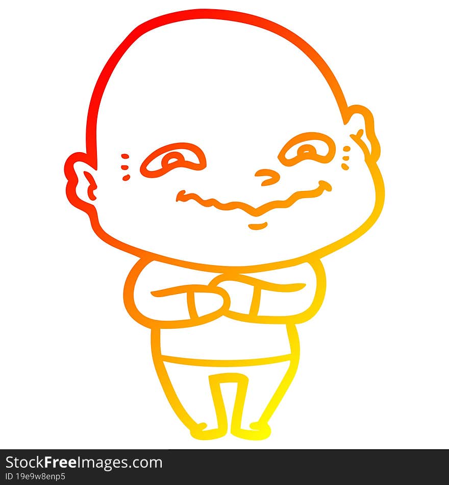 warm gradient line drawing of a cartoon creepy guy