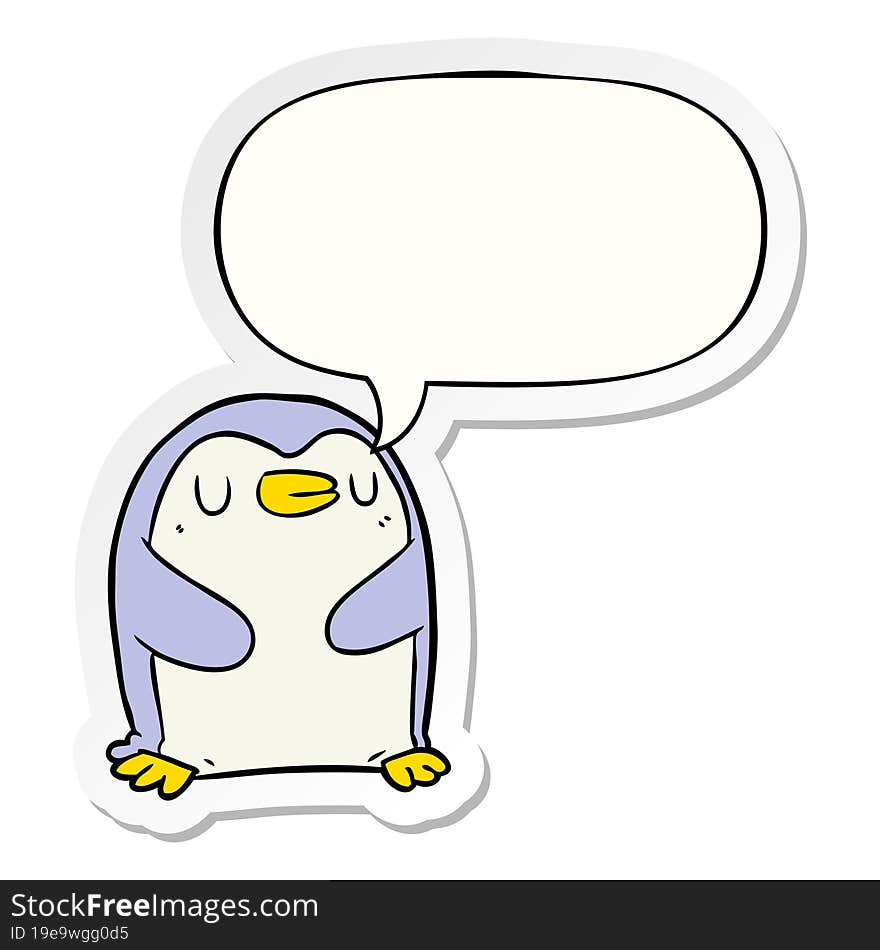 cartoon penguin with speech bubble sticker. cartoon penguin with speech bubble sticker