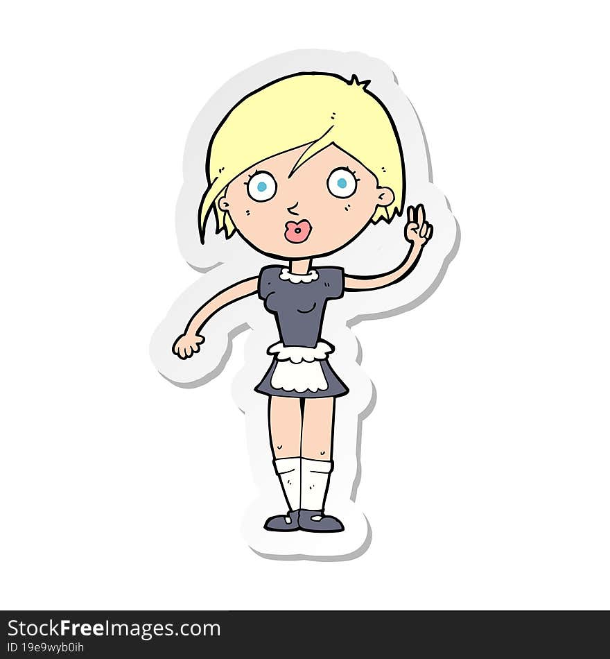 Sticker Of A Cartoon Waitress Making Hand Gesture