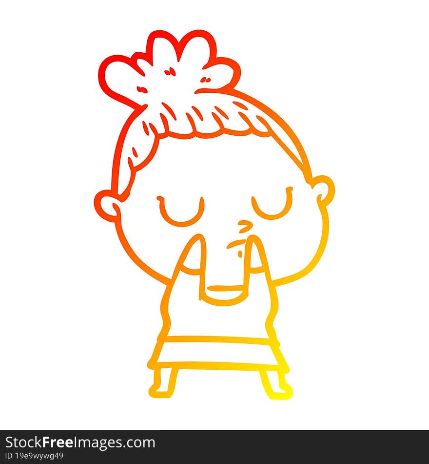 warm gradient line drawing cartoon calm woman