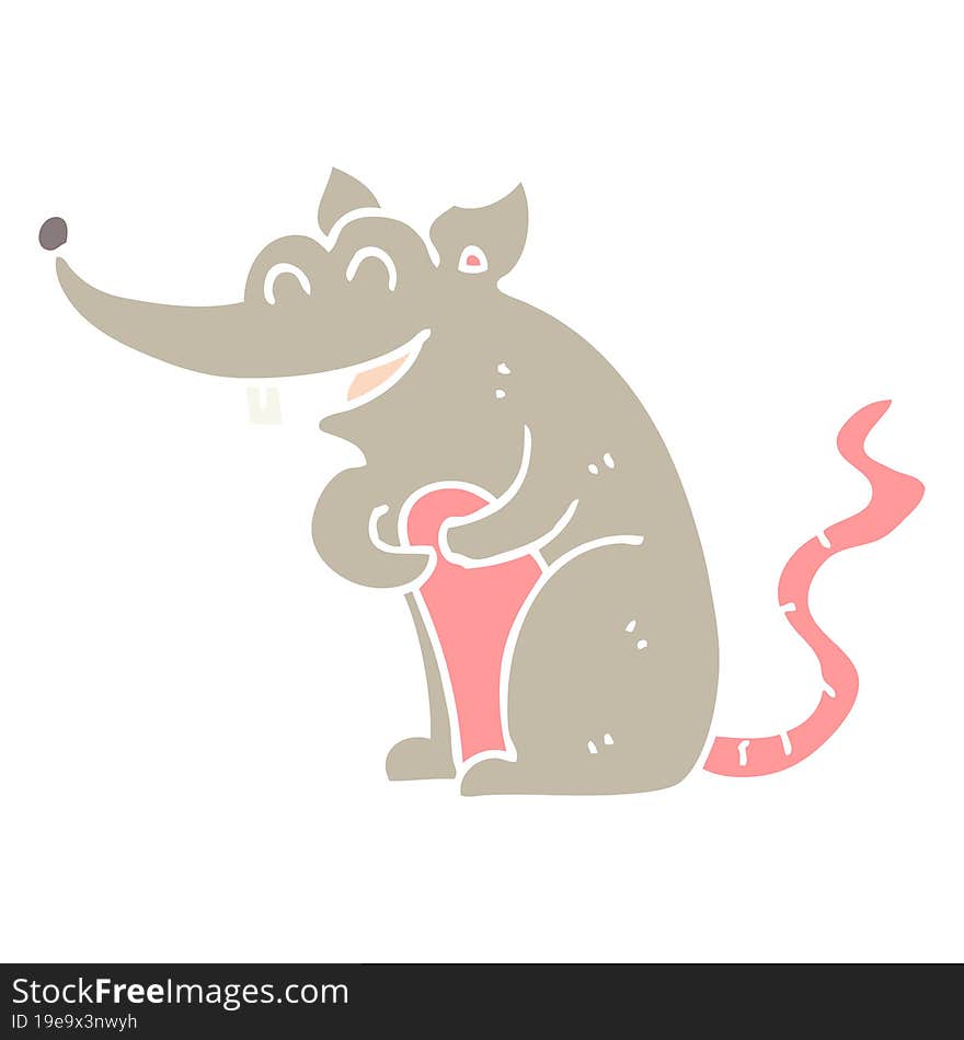 flat color style cartoon rat