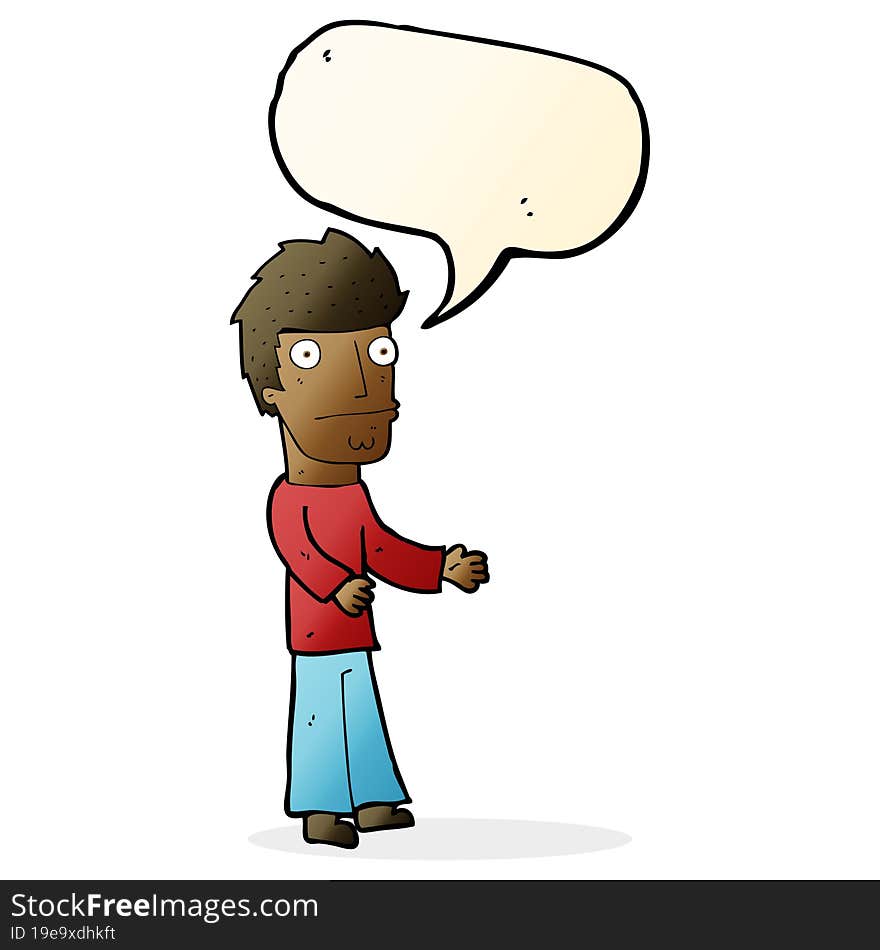 Cartoon Confused Man With Speech Bubble