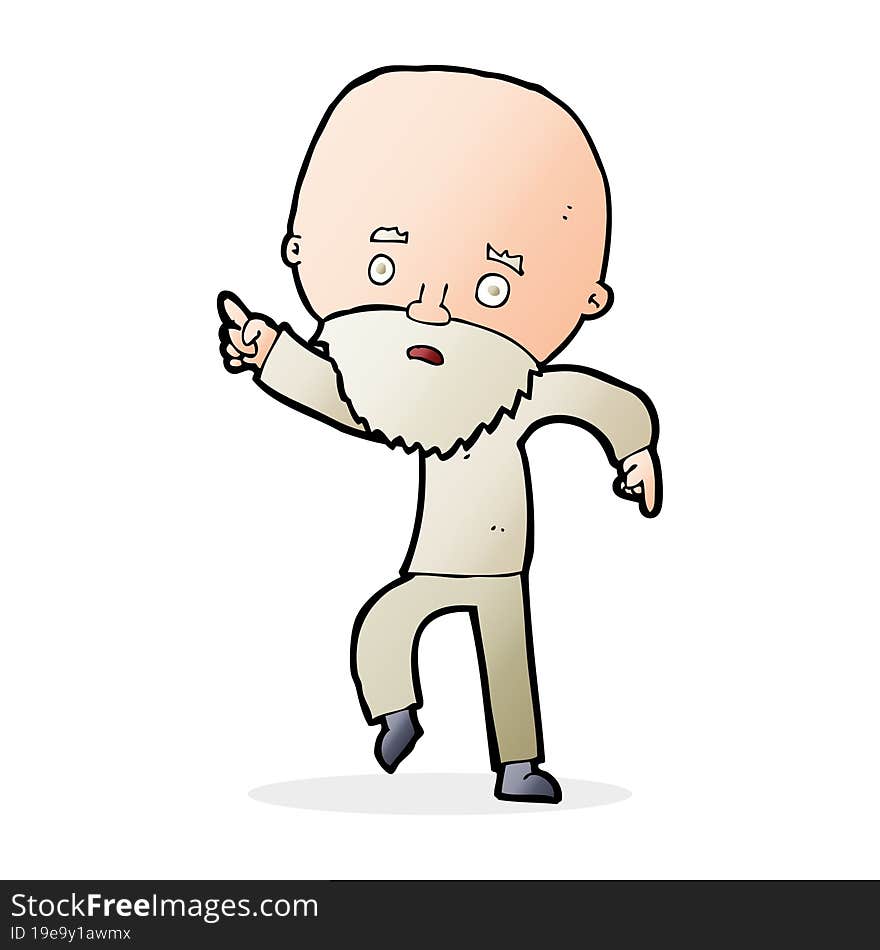 cartoon worried old man pointing