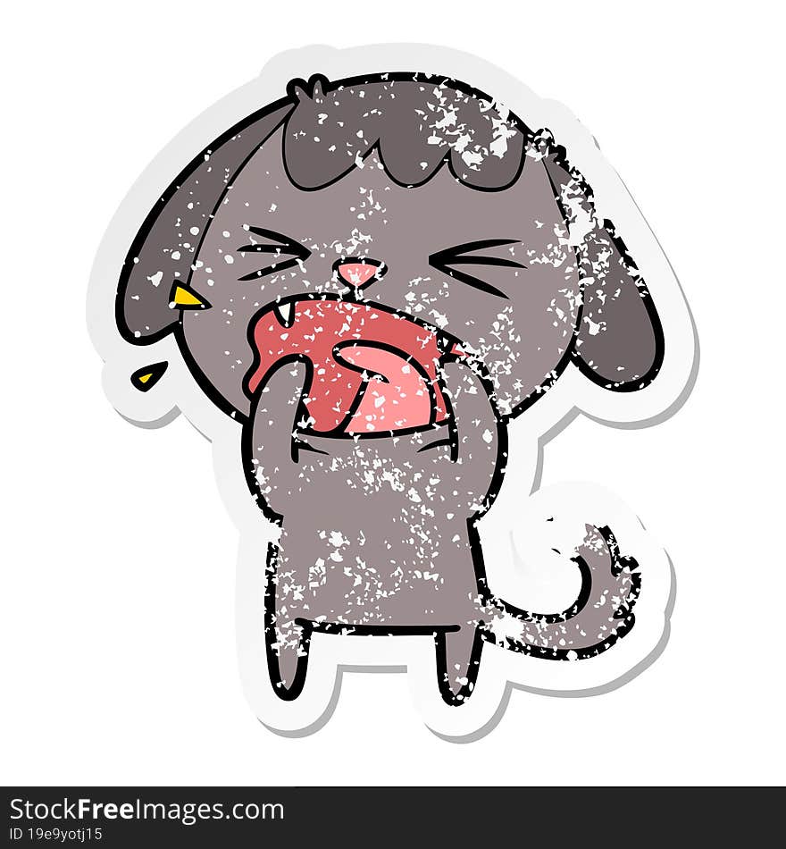 distressed sticker of a cute cartoon dog barking