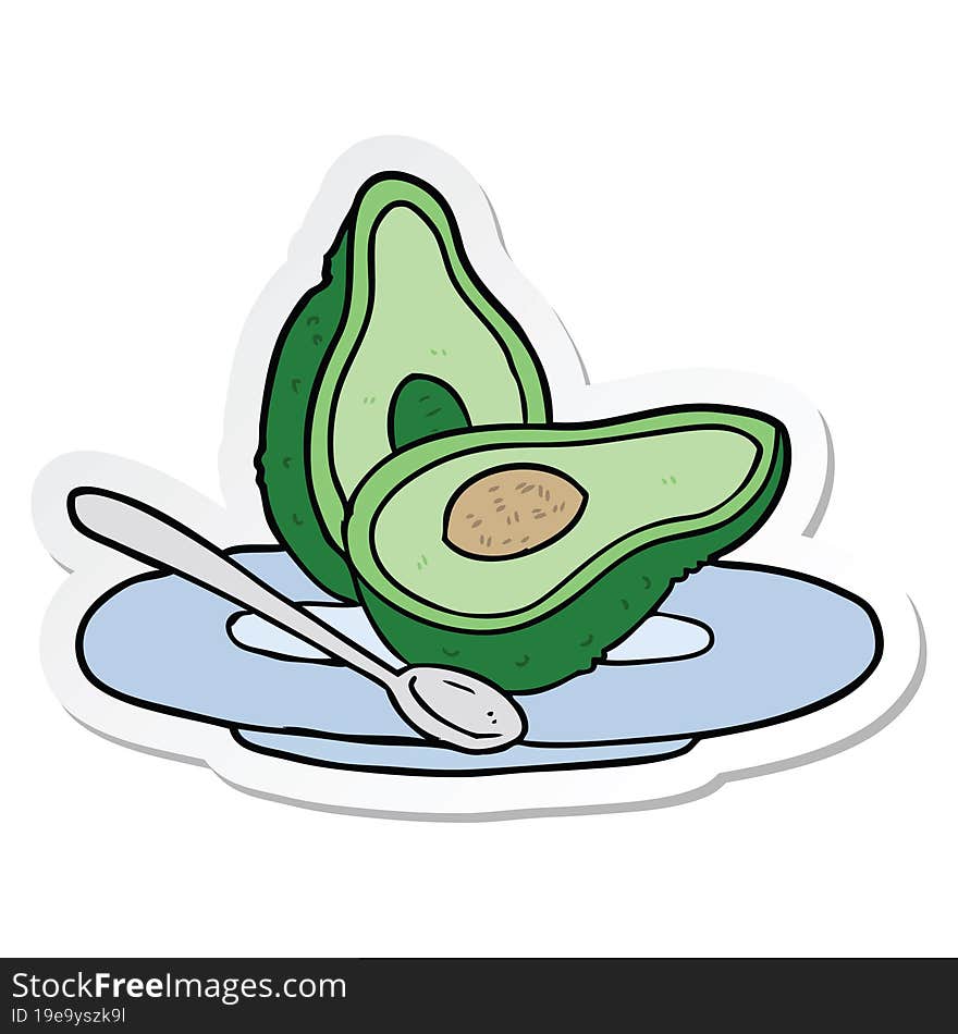 Sticker Of A Cartoon Avocado