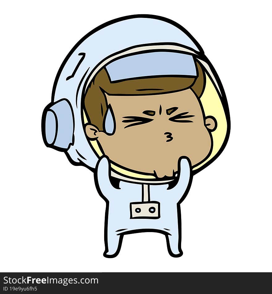 cartoon stressed astronaut. cartoon stressed astronaut