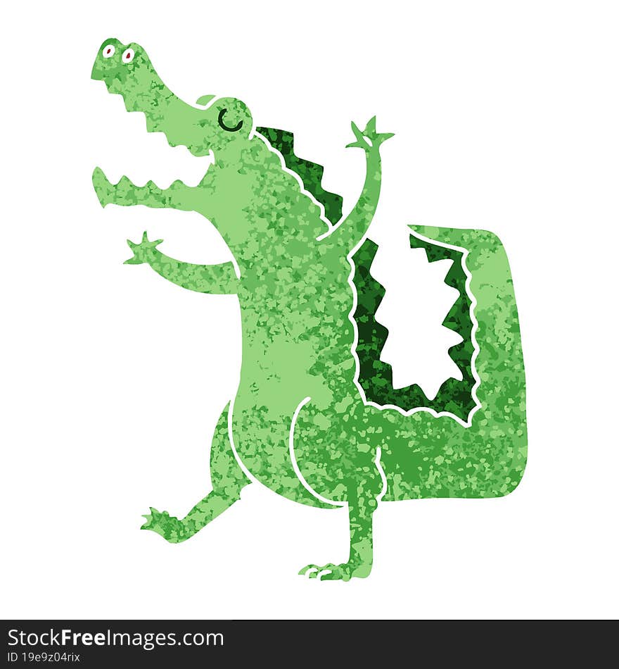 quirky retro illustration style cartoon crocodile