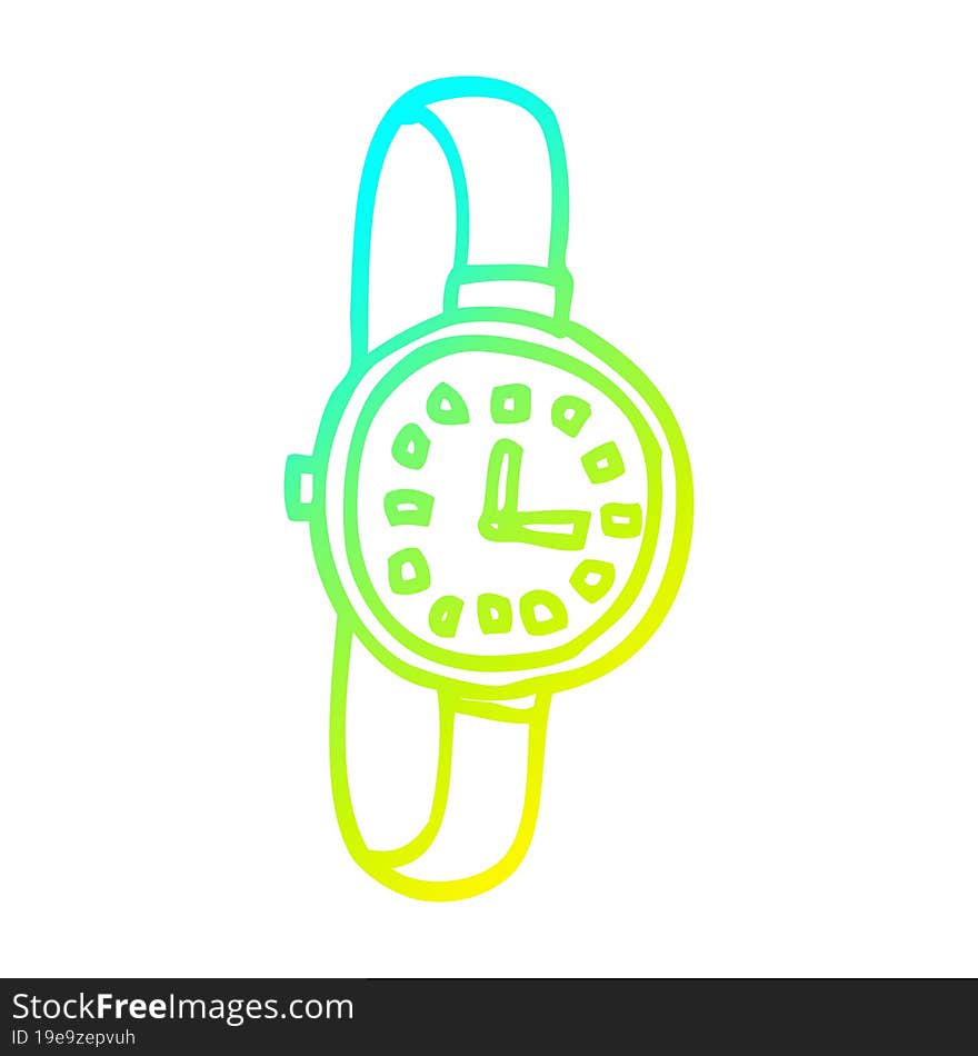 cold gradient line drawing cartoon watch