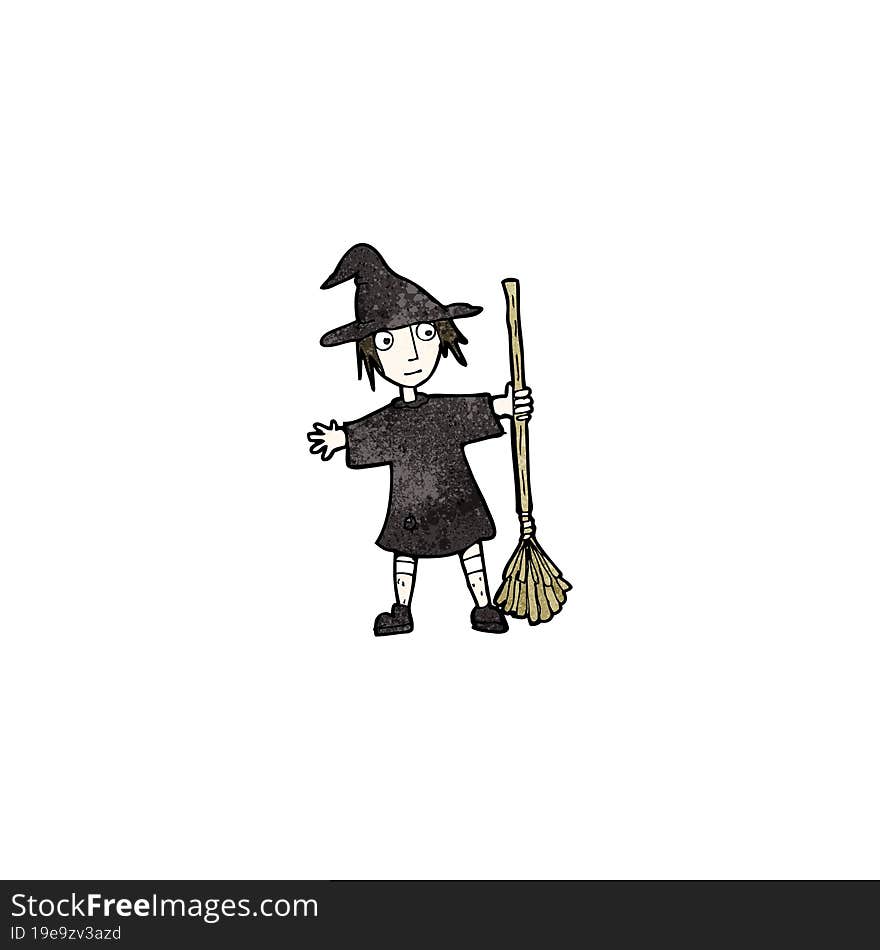 cartoon witch with broom