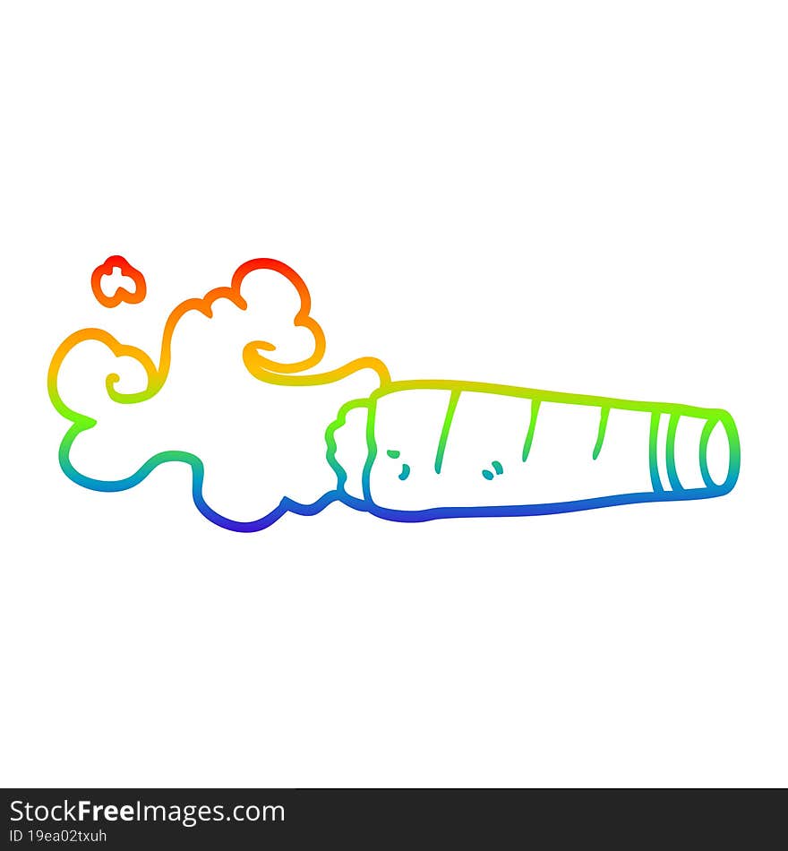 rainbow gradient line drawing cartoon smoking cigar