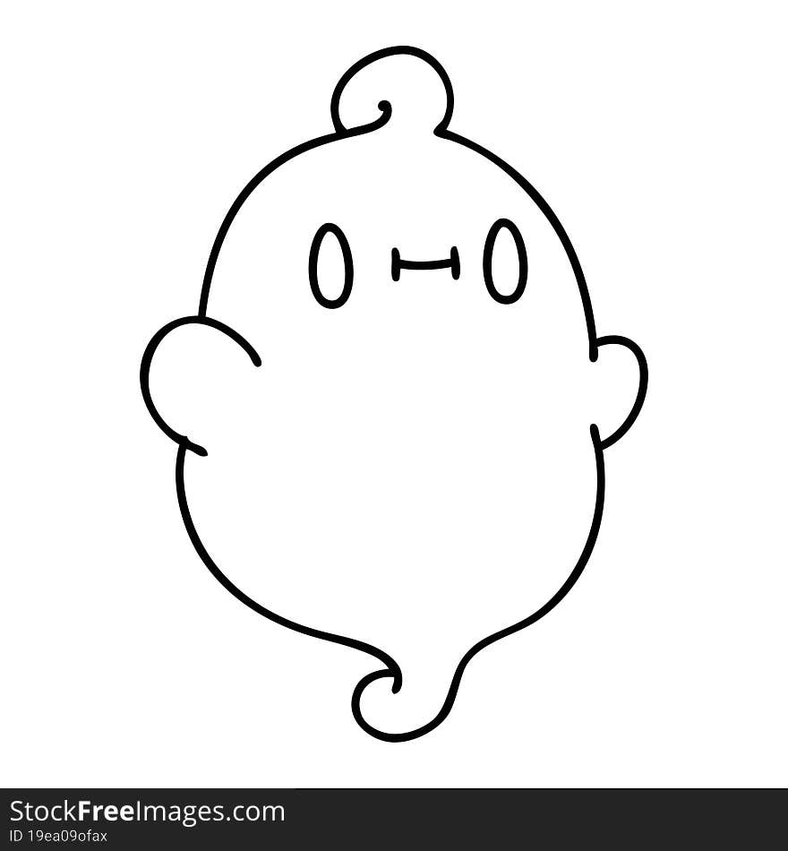 line doodle of a happy halloween ghost