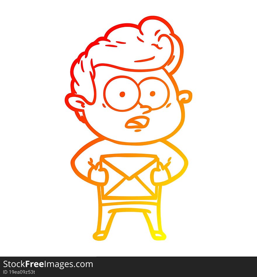 warm gradient line drawing cartoon staring man