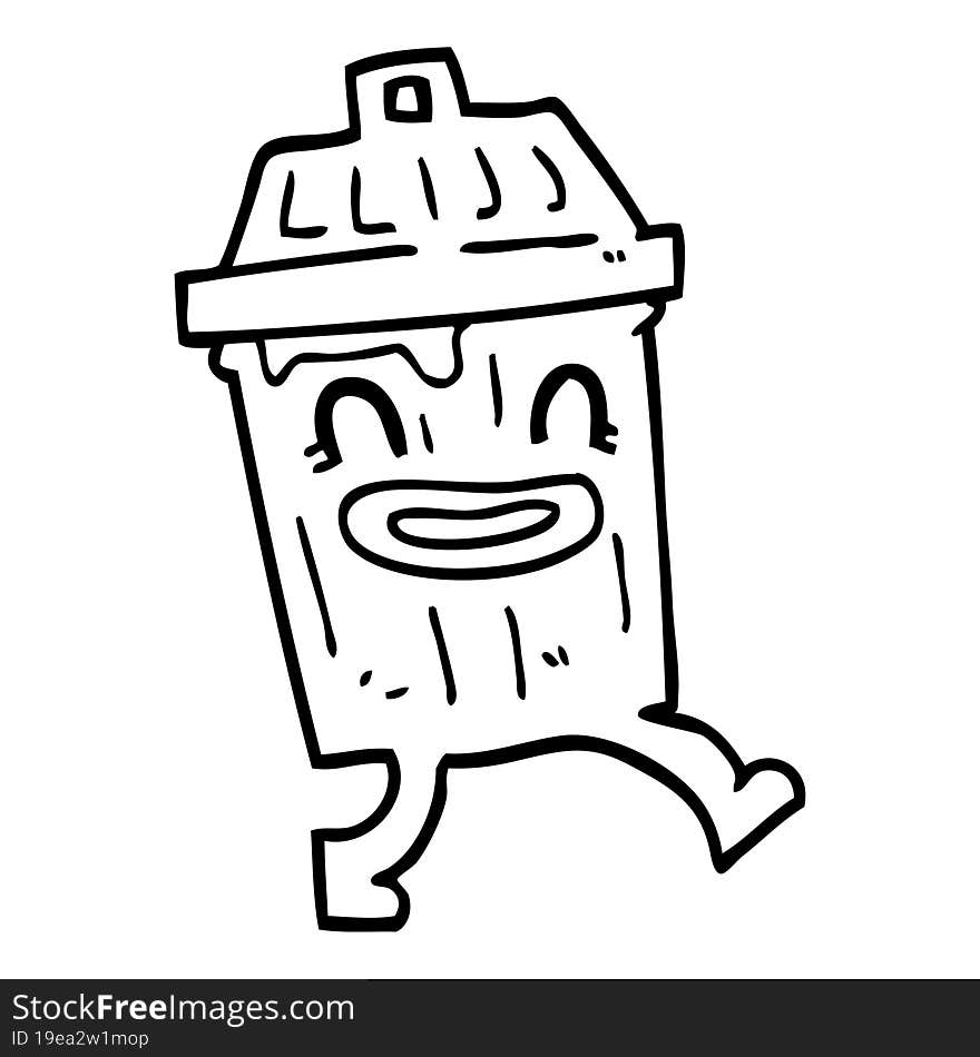 line drawing cartoon waste bin