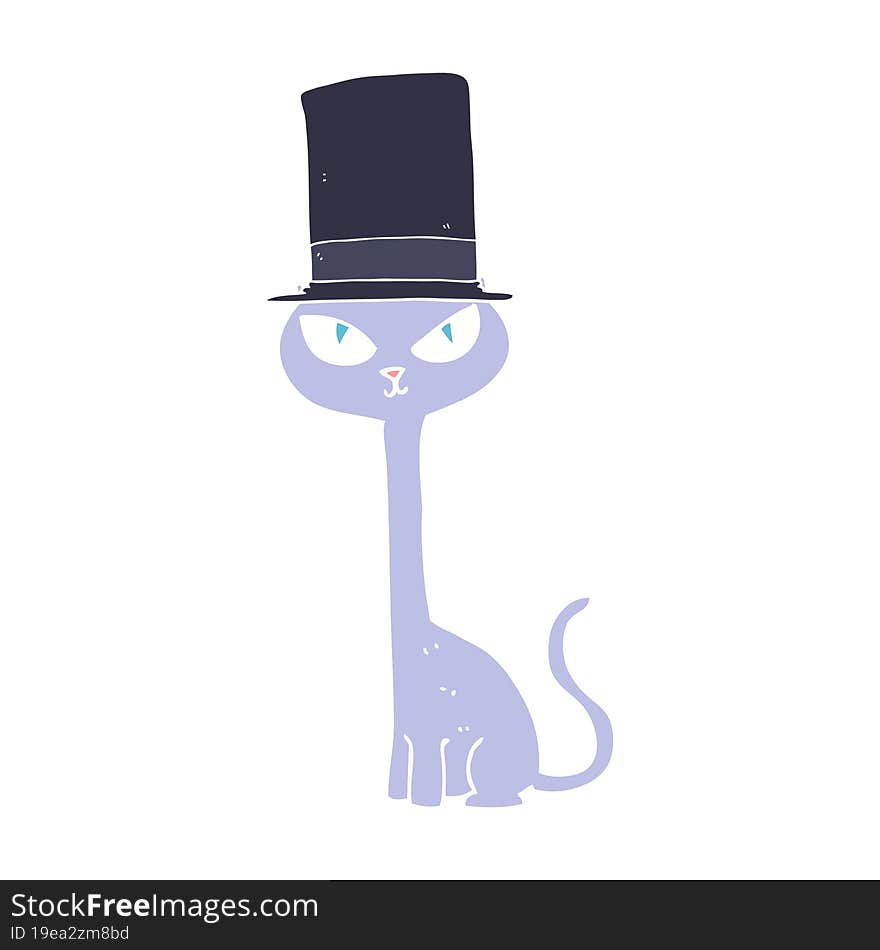 flat color illustration of a cartoon posh cat