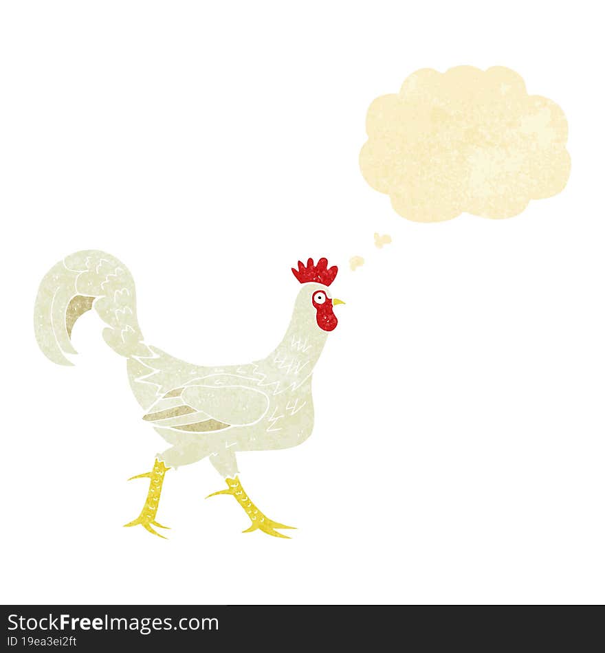 Cartoon Cockerel With Thought Bubble