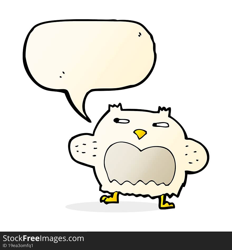 cartoon suspicious owl with speech bubble