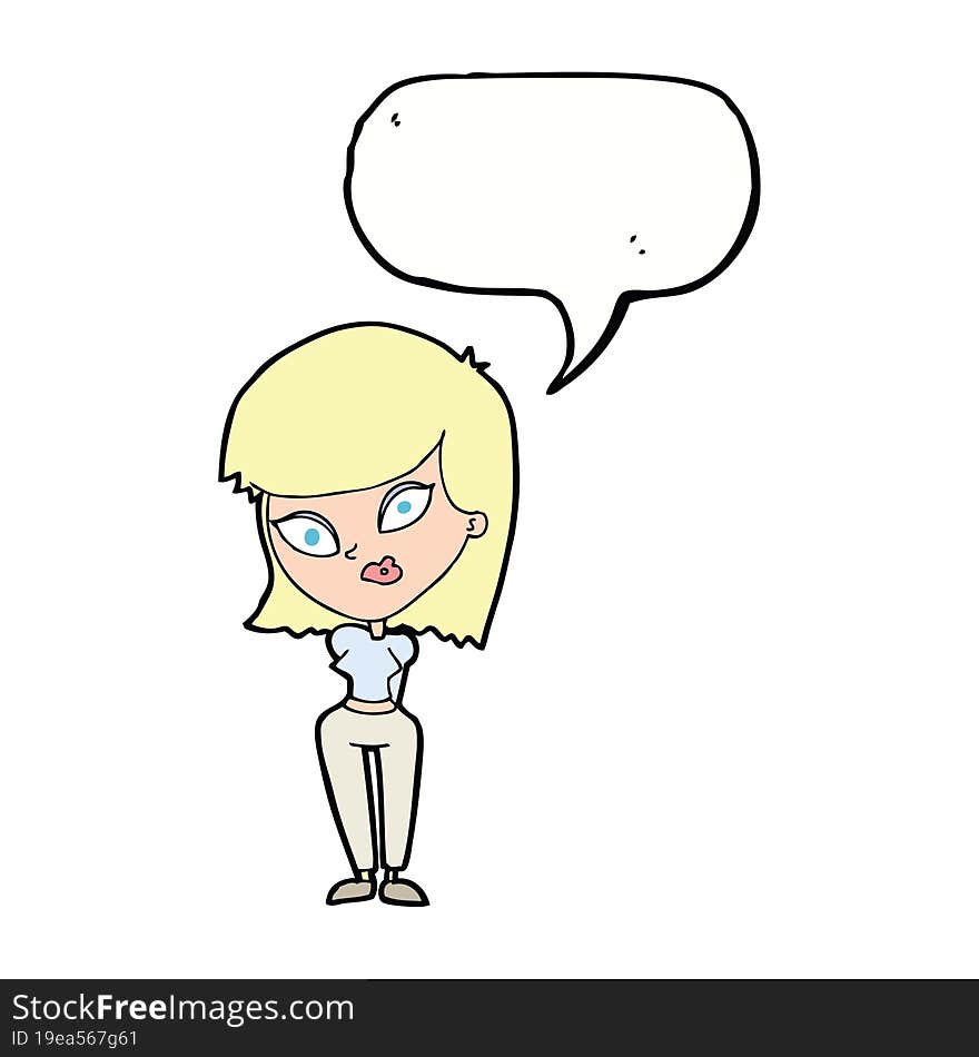 cartoon confused woman with speech bubble