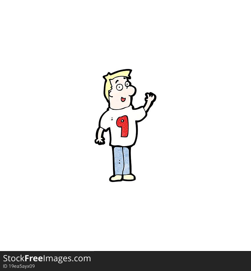 cartoon man in shirt with number nine