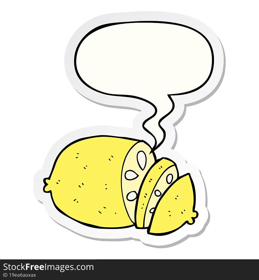 Cartoon Sliced Lemon And Speech Bubble Sticker