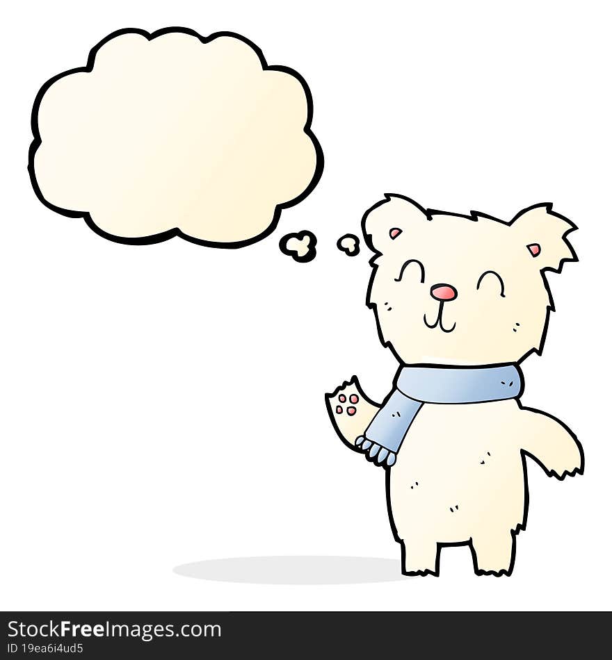 cartoon cute polar bear cub with thought bubble