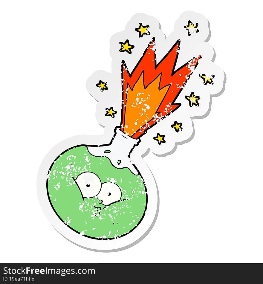 distressed sticker of a cartoon potion exploding