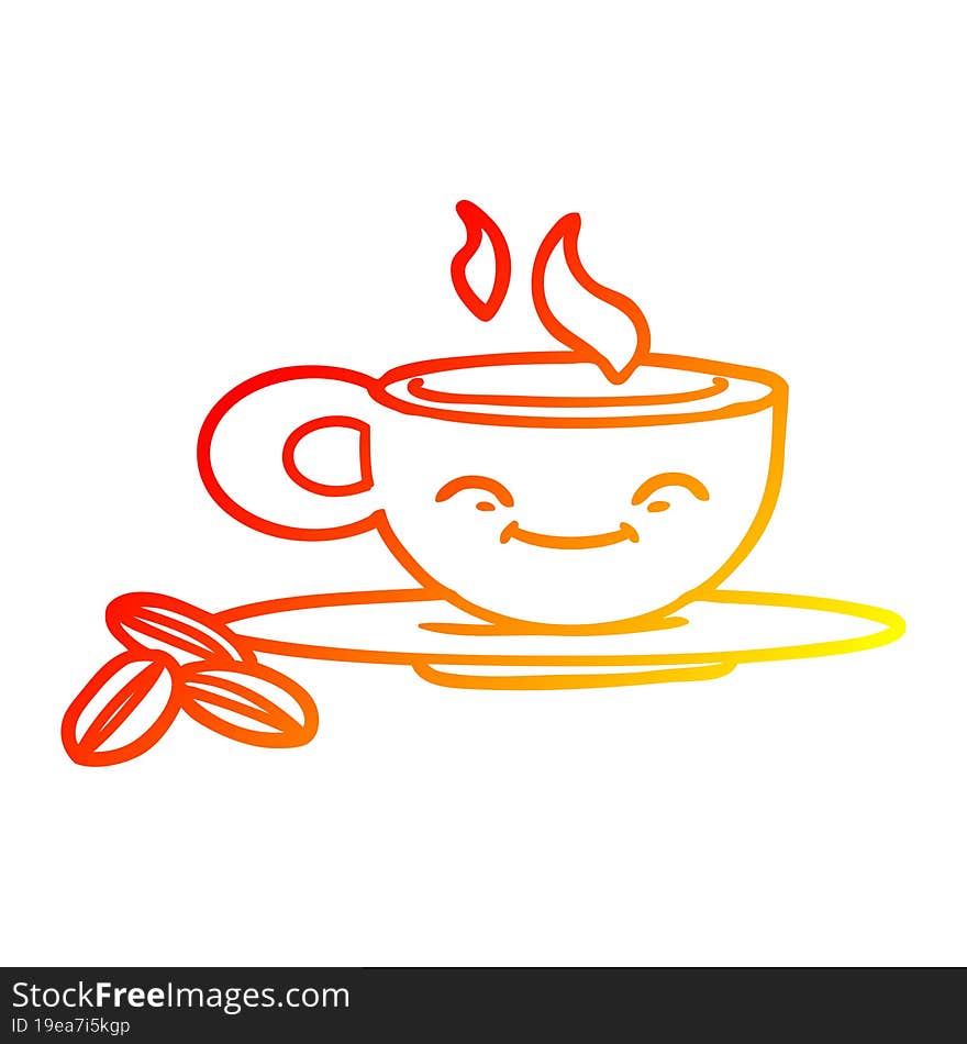 warm gradient line drawing cartoon espresso mug