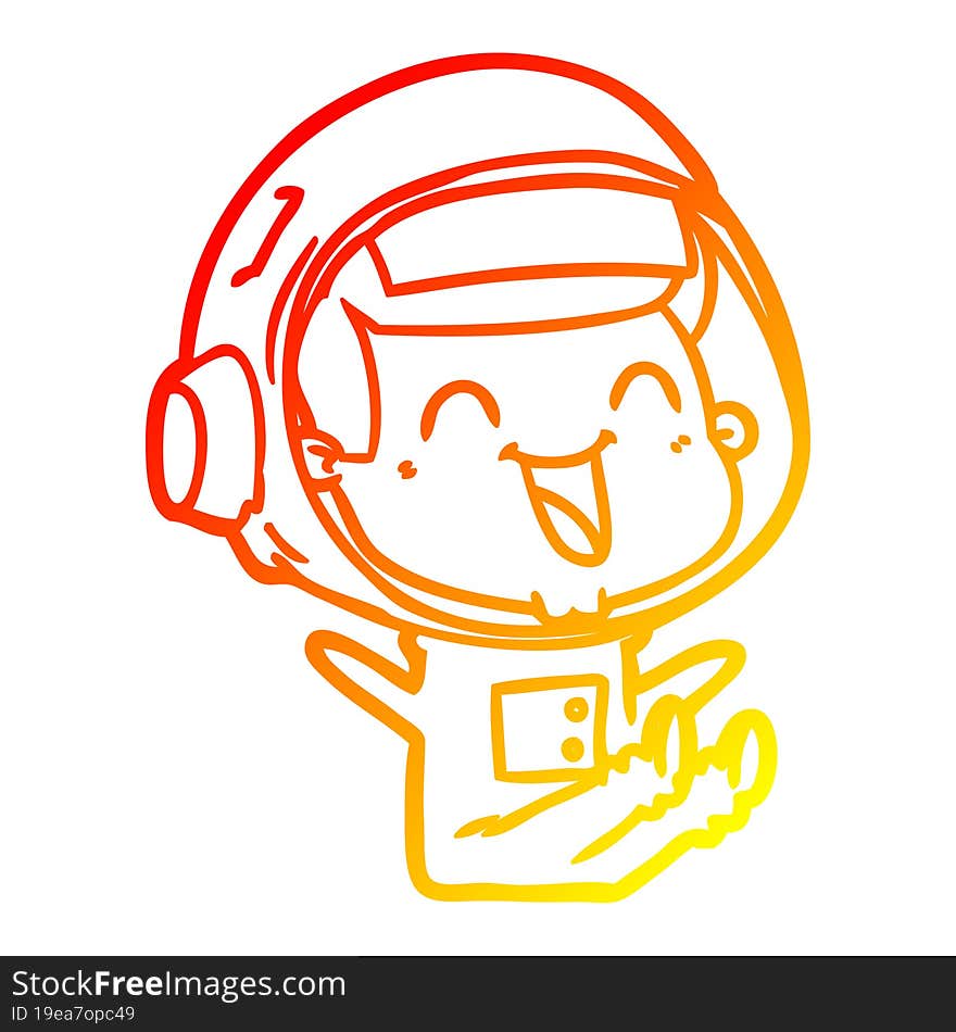 warm gradient line drawing of a happy cartoon astronaut