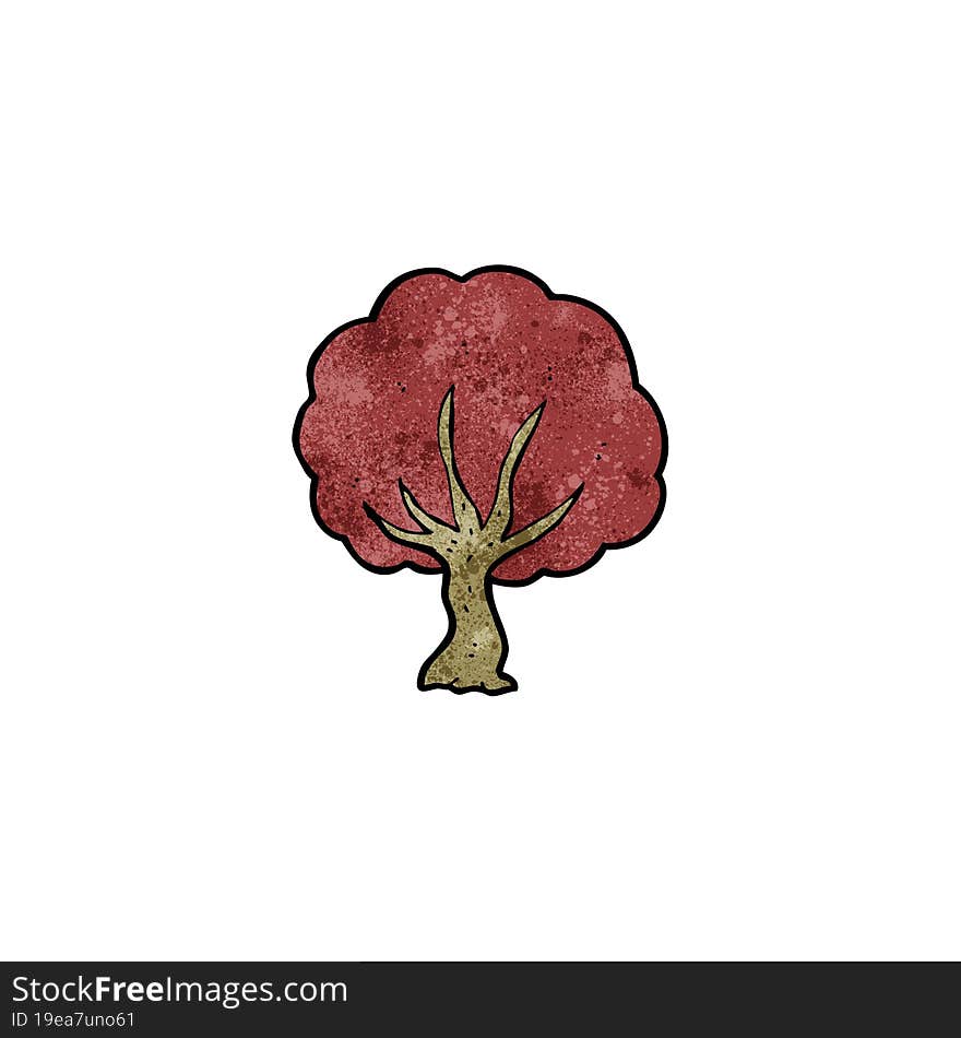 Cartoon Tree With Red Leaves