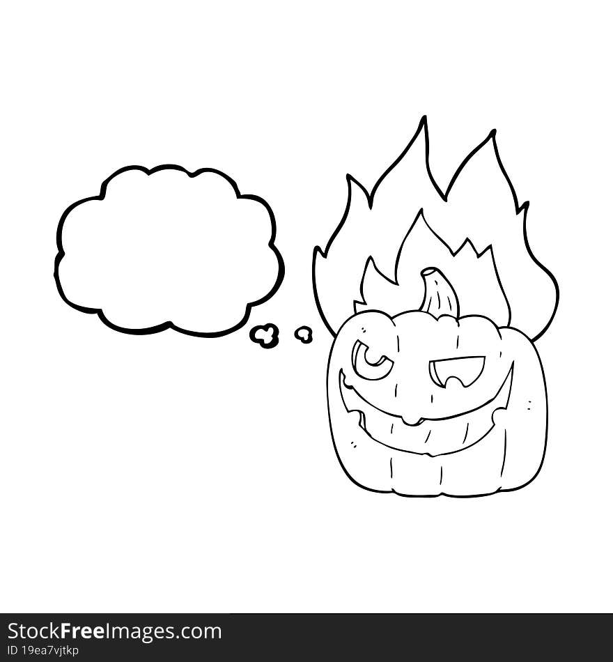 thought bubble cartoon flaming halloween pumpkin