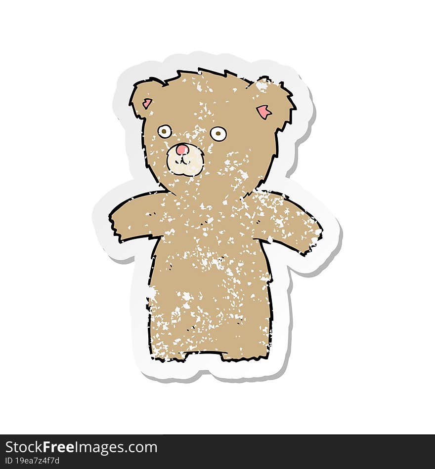 retro distressed sticker of a cute cartoon teddy bear