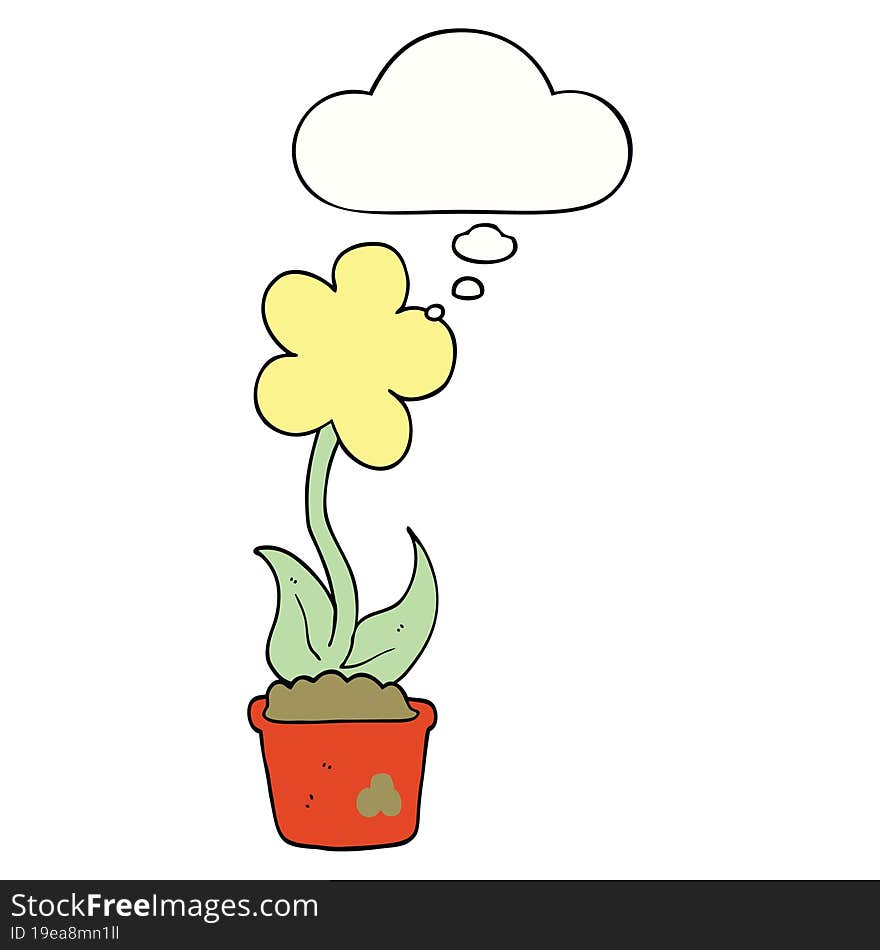 cute cartoon flower and thought bubble