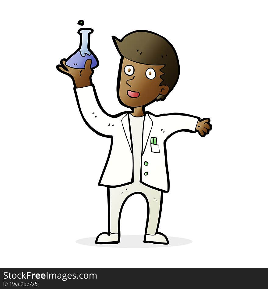 cartoon happy scientist