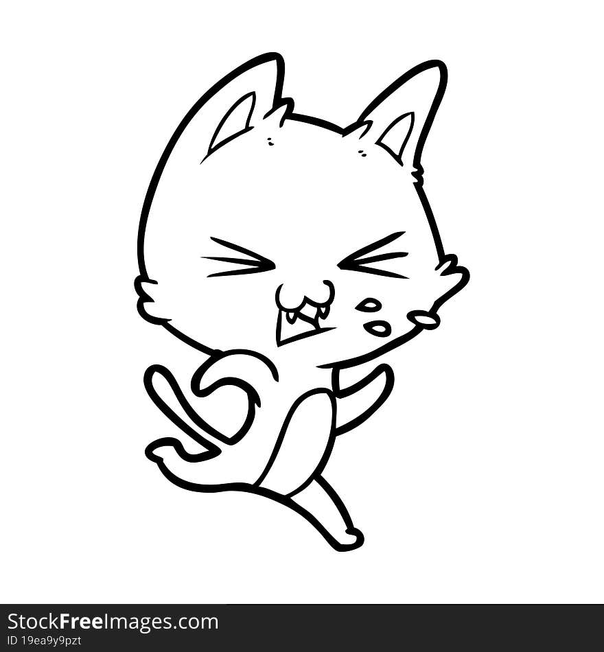 cartoon cat hissing. cartoon cat hissing