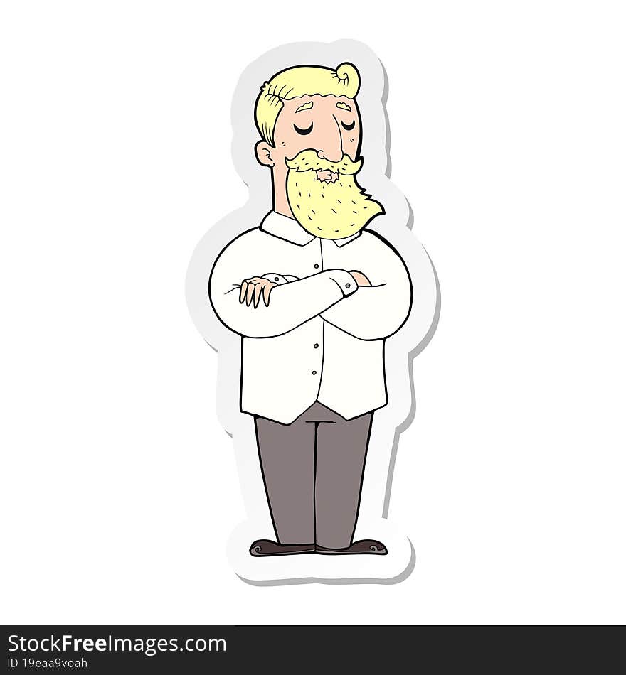 sticker of a cartoon hipster man