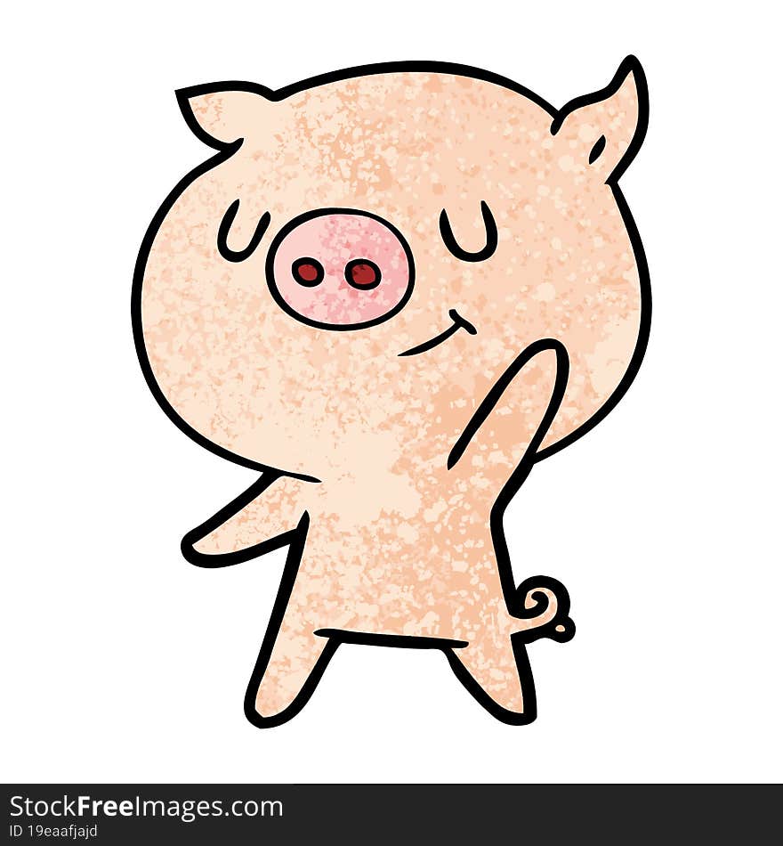 happy cartoon pig waving. happy cartoon pig waving