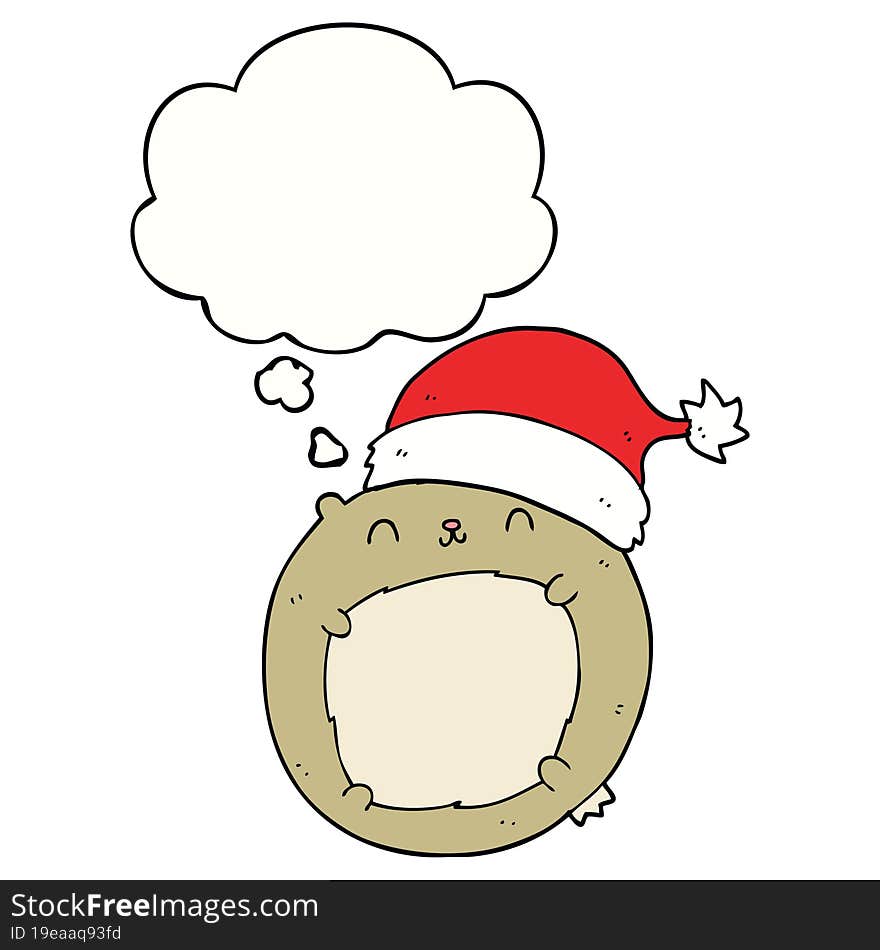 cute cartoon christmas bear and thought bubble