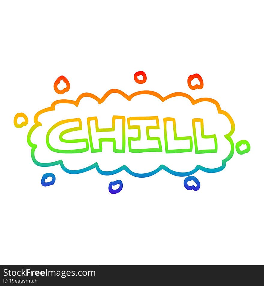 rainbow gradient line drawing of a cartoon chill sign