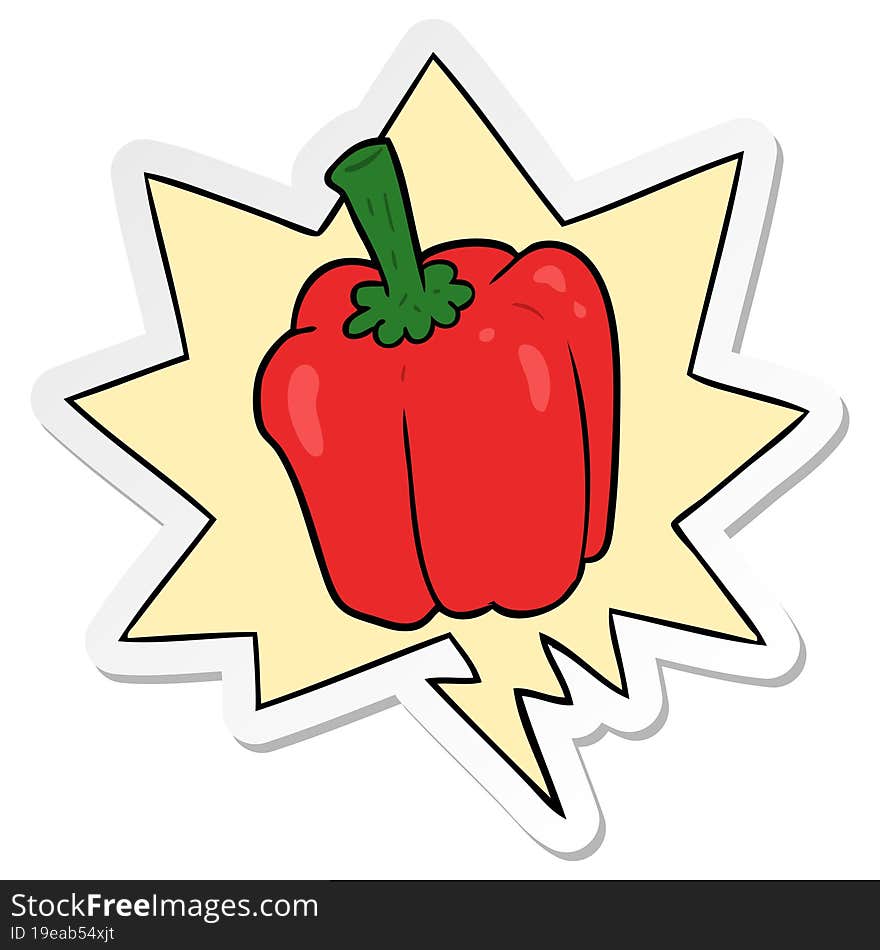 Cartoon Fresh Organic Pepper And Speech Bubble Sticker