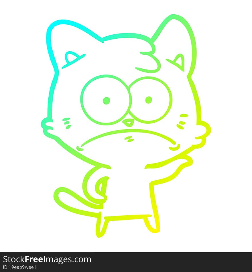 cold gradient line drawing cartoon nervous cat