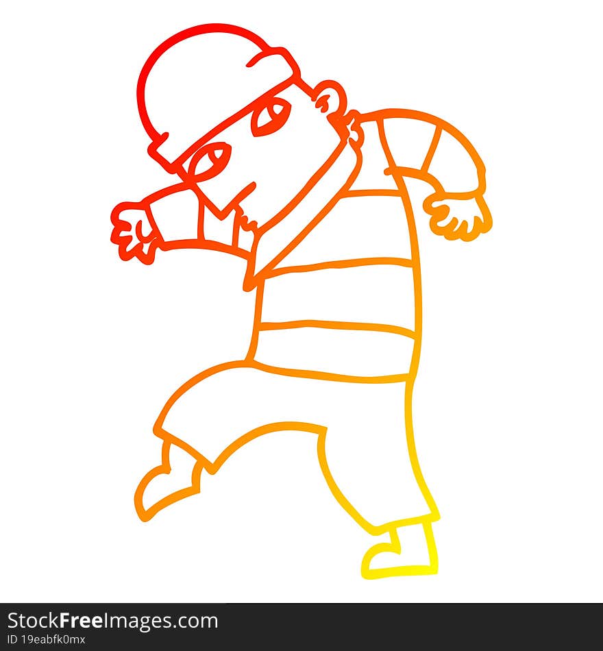 warm gradient line drawing cartoon sneaking thief