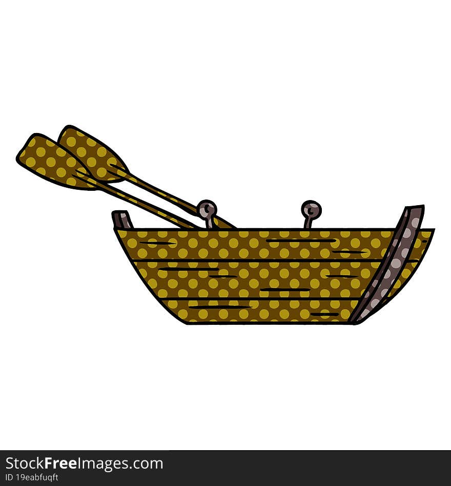 hand drawn cartoon doodle of a wooden row boat